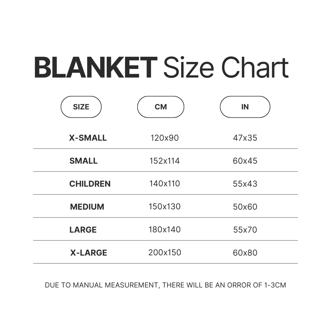 Blanket Size Chart - Bojack Horseman Store