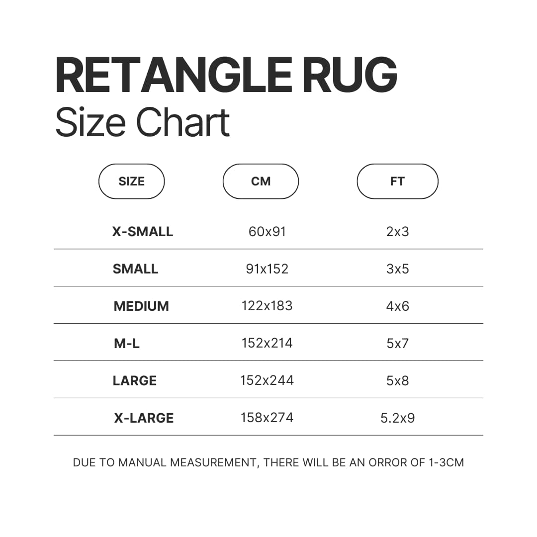 Retangle Rug Size Chart - Bojack Horseman Store