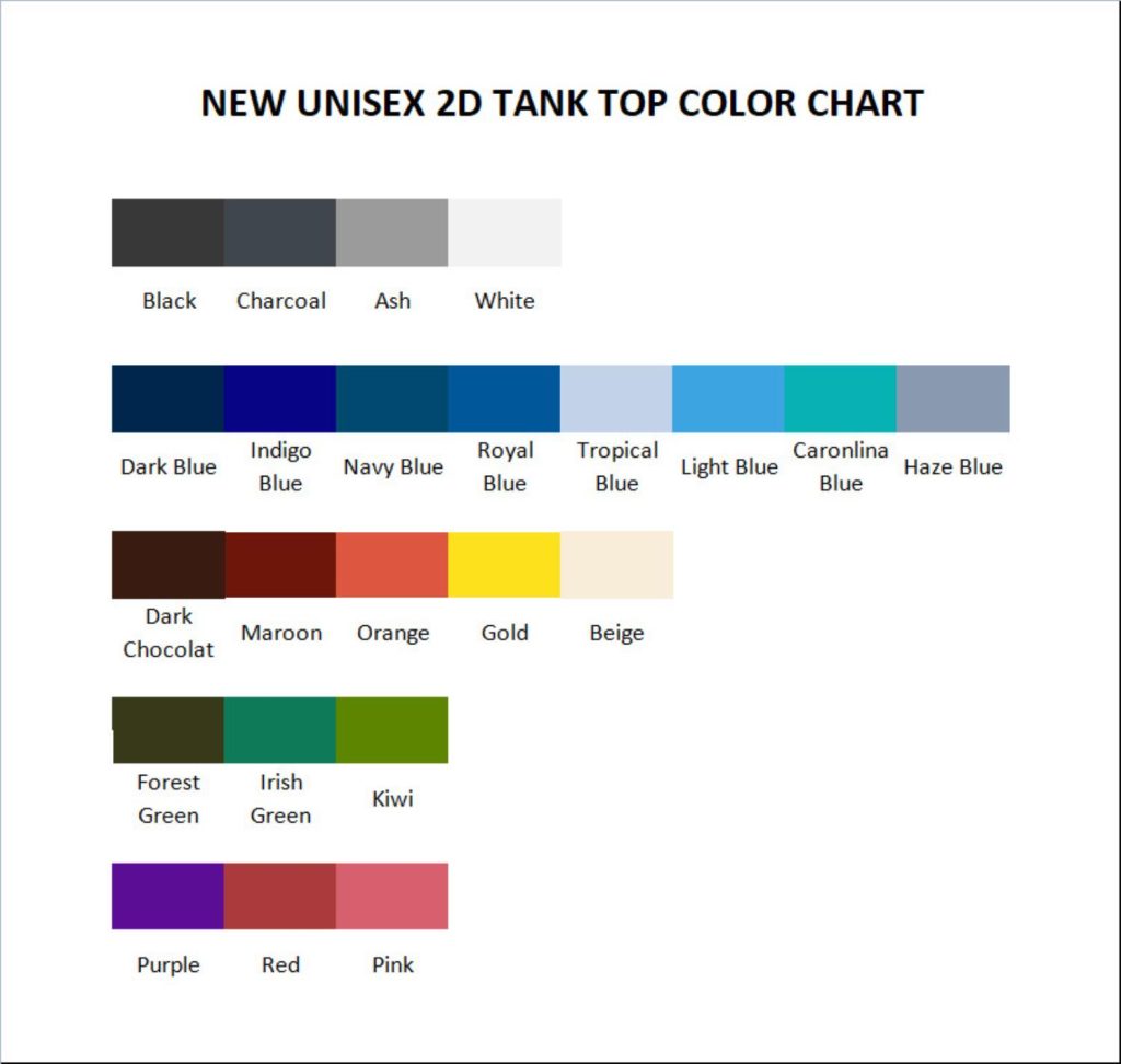 tank top color chart - Bojack Horseman Store